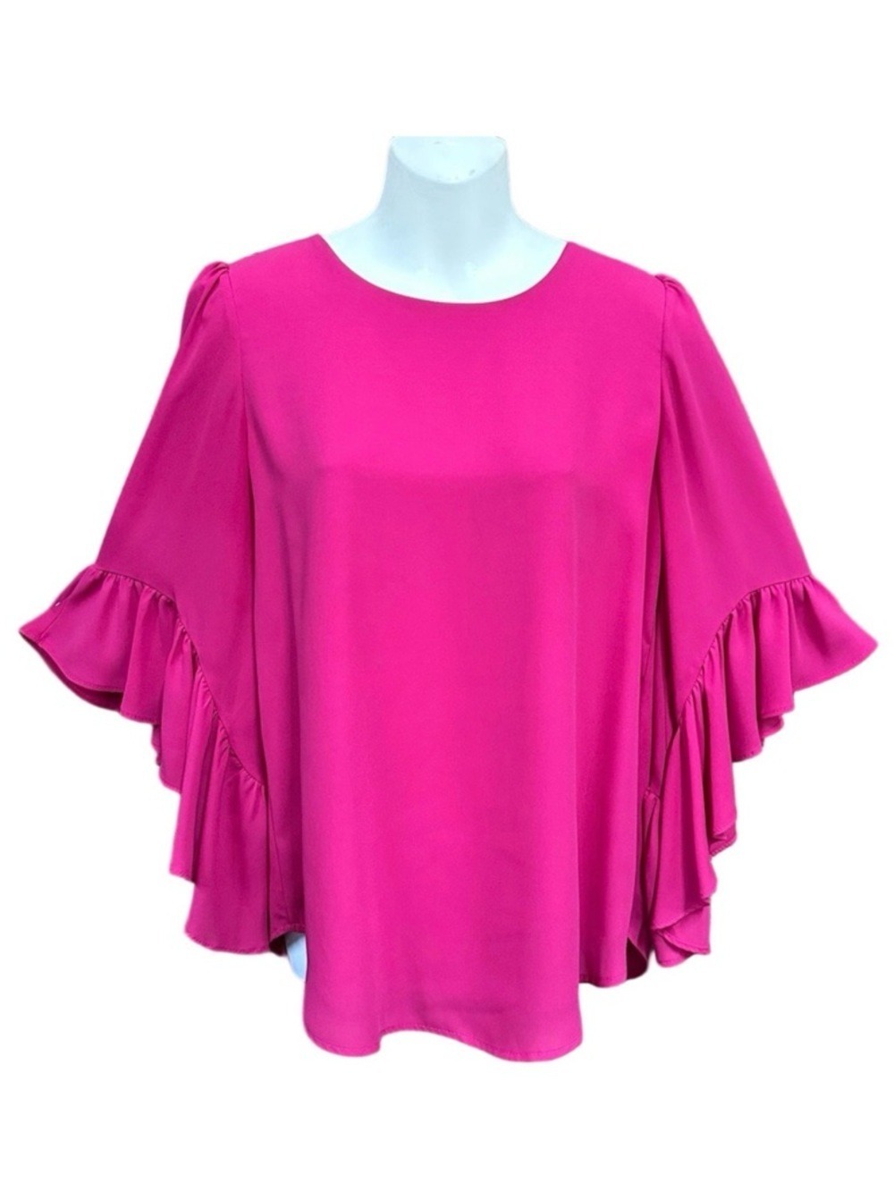 Joseph Ribkoff fuchsia ruffle sleeve blouse Party cocktail cruise dance pink